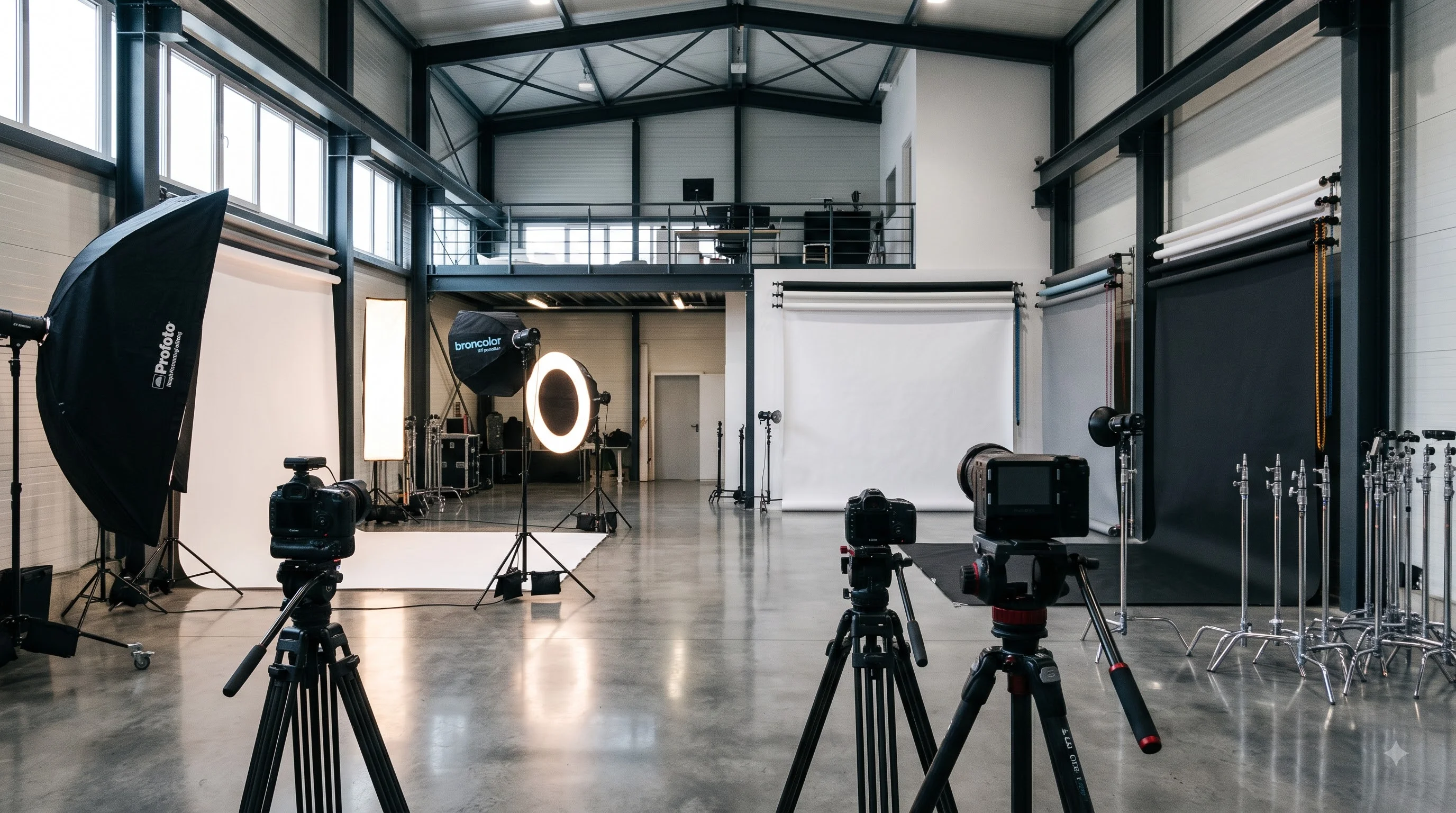 Industrial Loft Atelier: Multi-Bay Studio & Ring Light